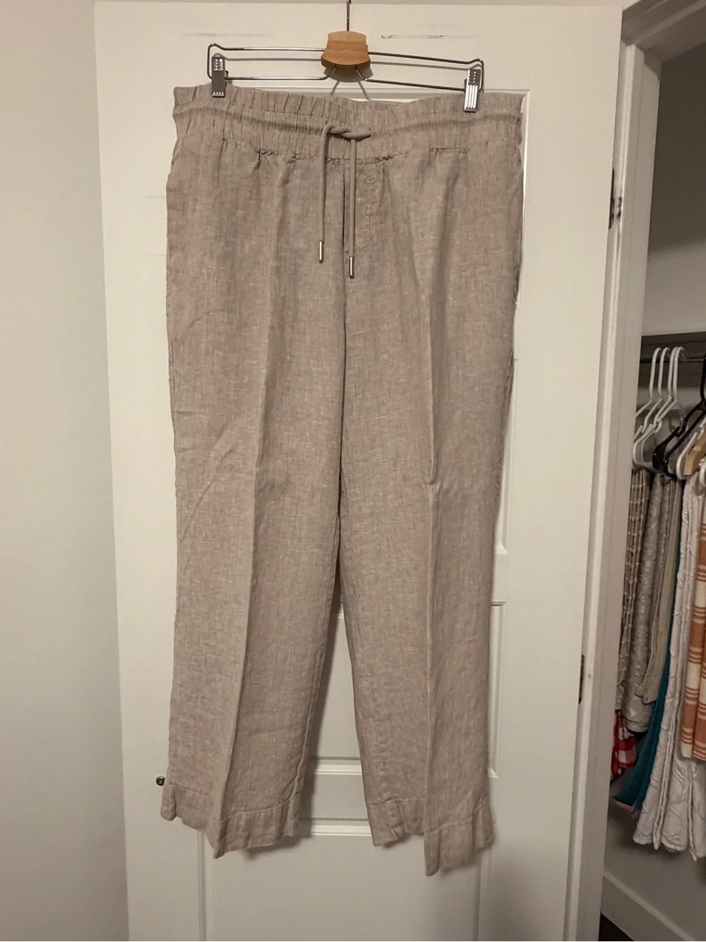 100% European Linen Wide Leg Pants in Flax
